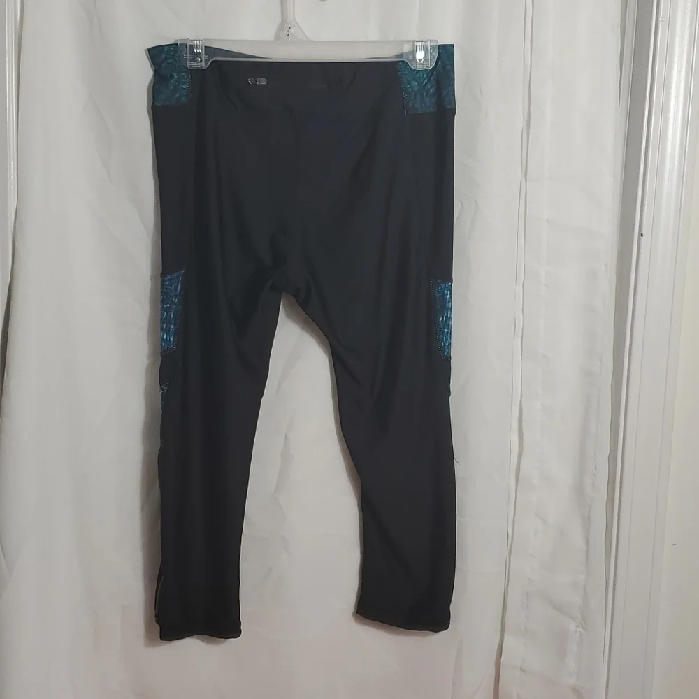 Adore Me leggings black teal mesh Size Large